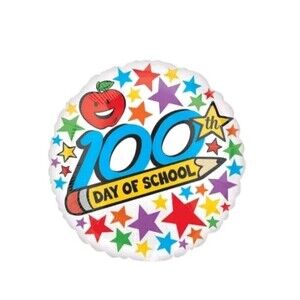 Lot of (5) ~ 100th Day of School Balloons 17" Round